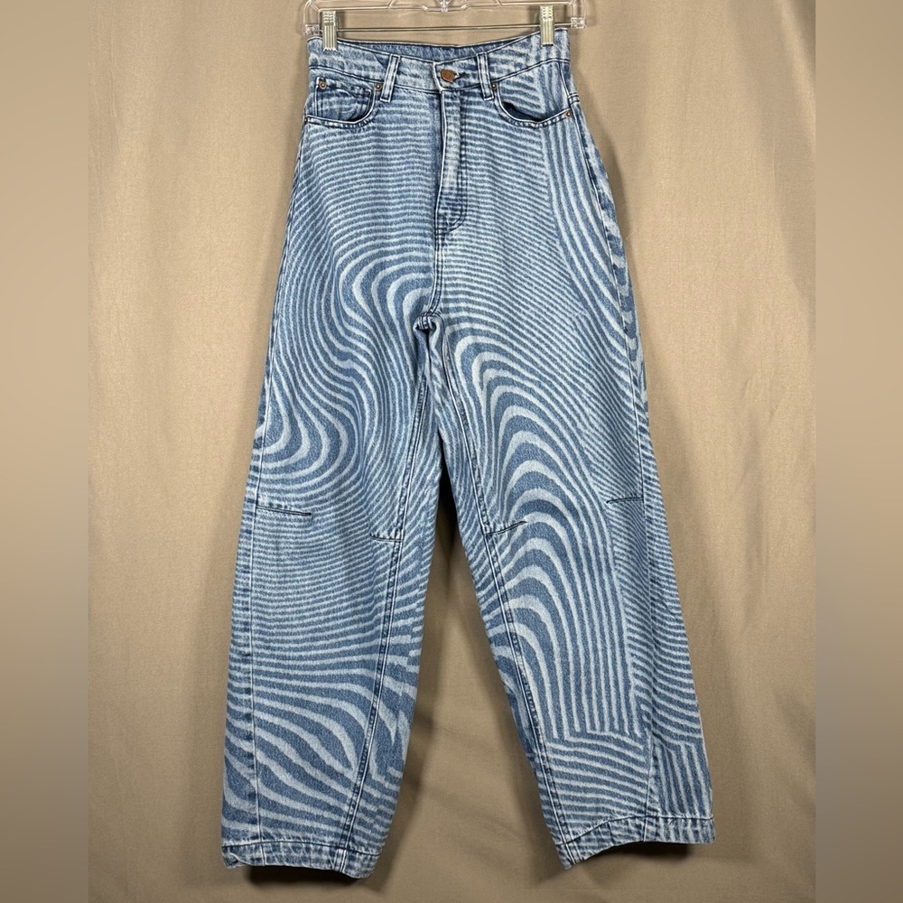 BDG Denim Jeans Swirl High Waist Extreme Baggy Boho Trippy Size 25